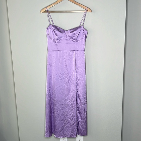 ASTR The Label Bustier Satin Midi Dress in Lavender Size Large NWOT! - Picture 6 of 13